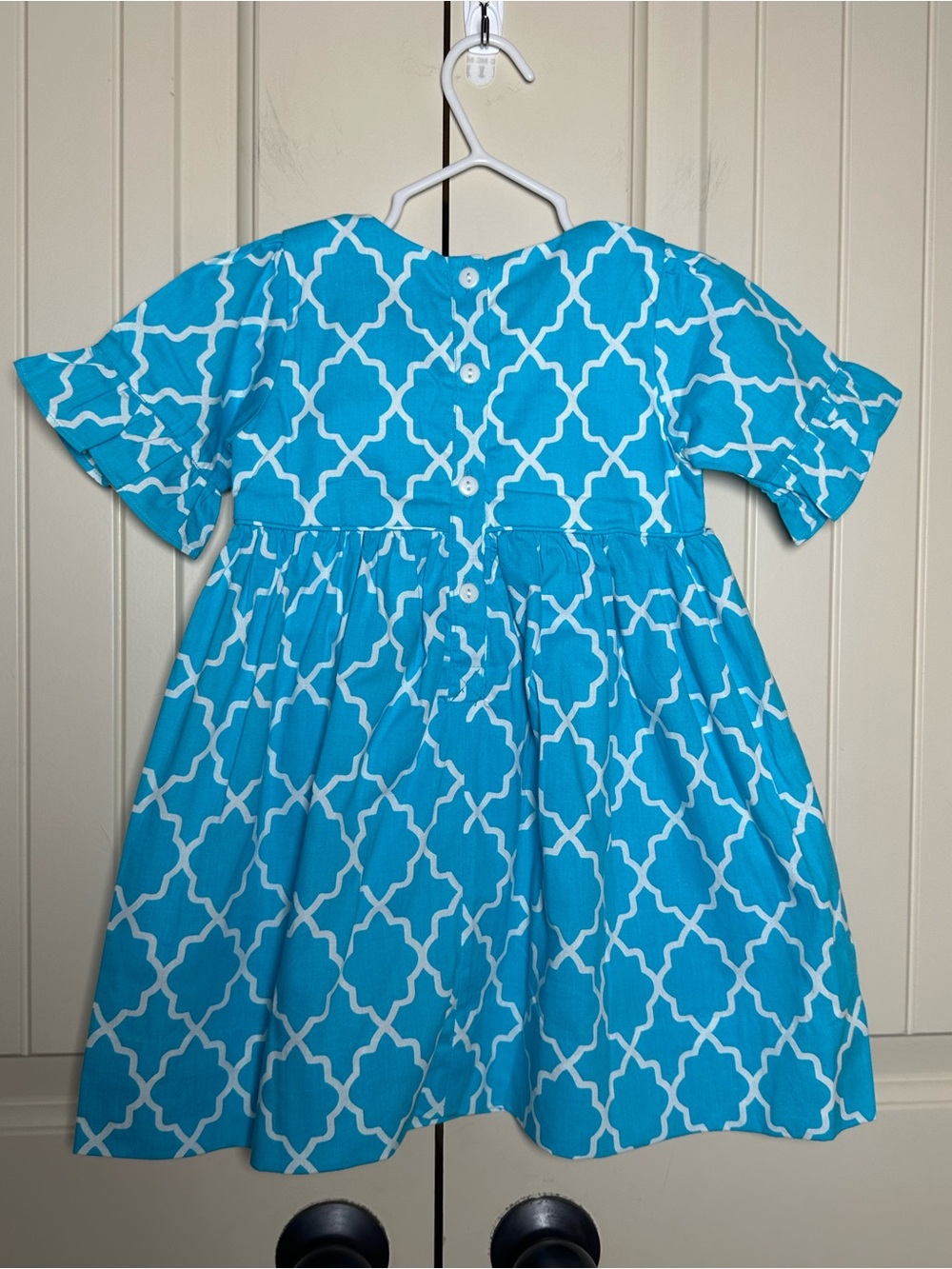 Smocked Or Not Smocked Pumpkin Dress Size 2 Blue Geometric Fall Halloween NWT - Picture 4 of 6